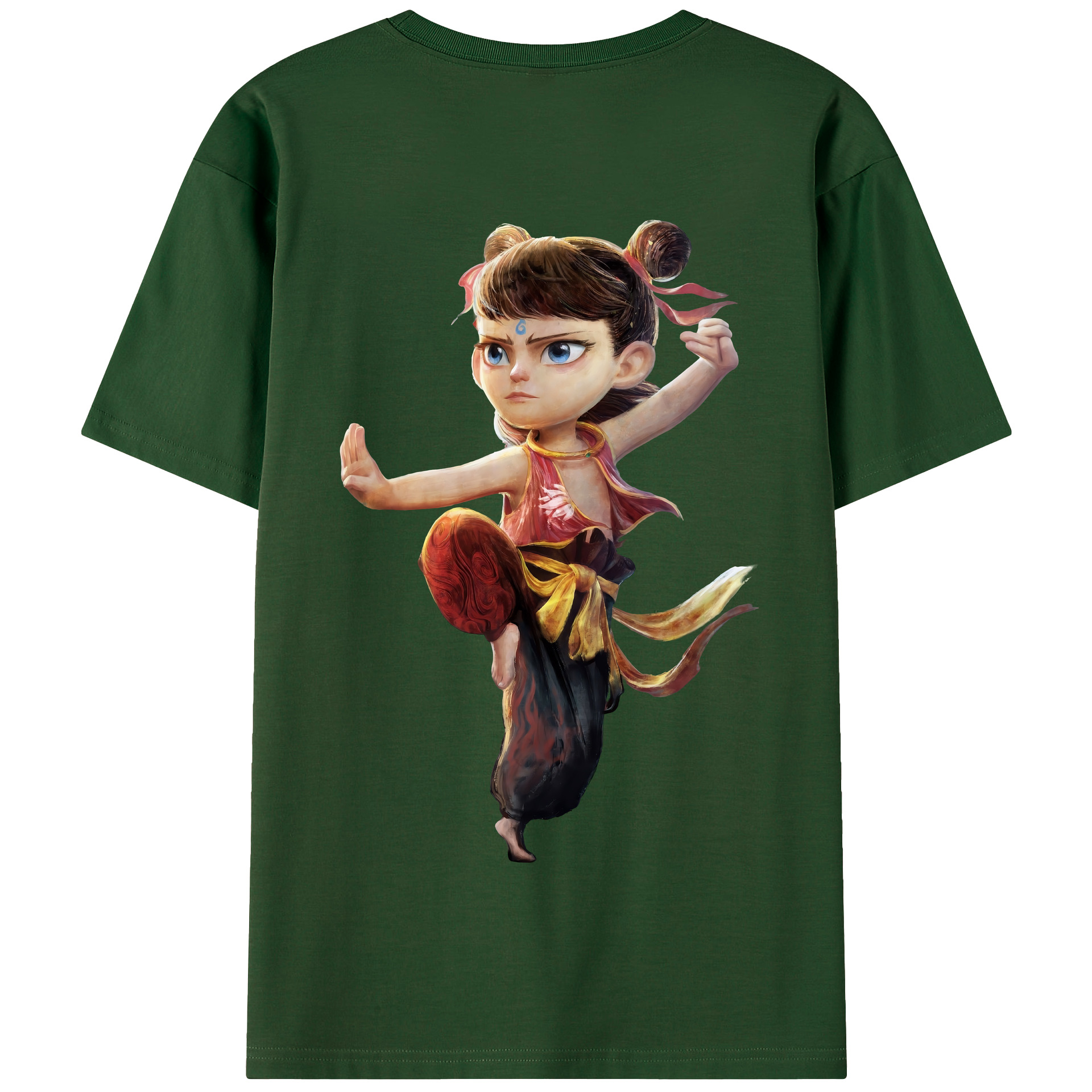 （画像用） Ne Zha 2 ナタ 魔童の大暴れ 綿100％半袖Tシャツ（背面プリント）